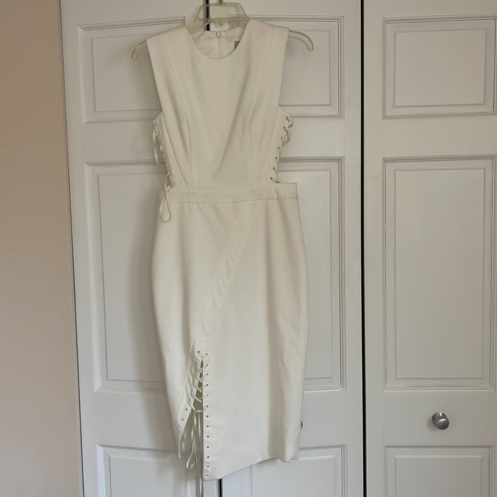 Michelle Mason Lace Midi Dress in Ivory - Picture 2 of 10
